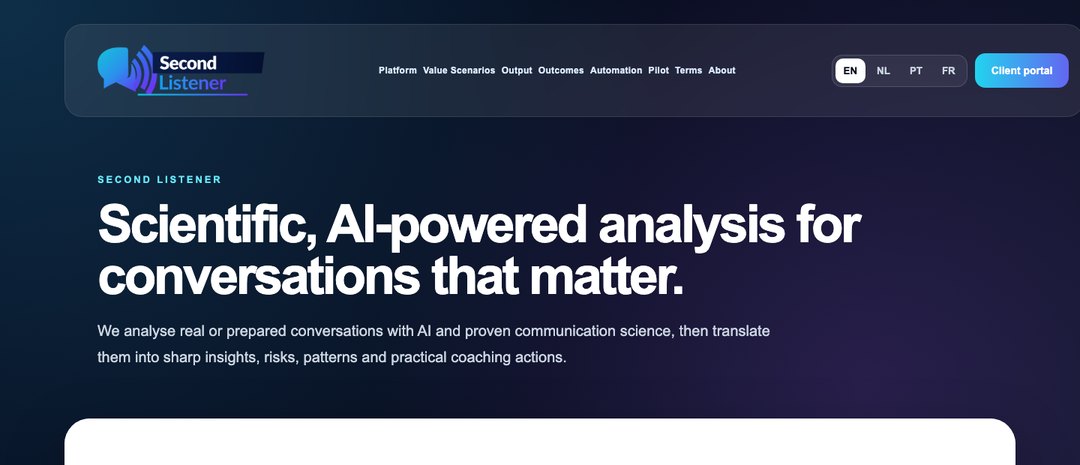The SecondListener product website.